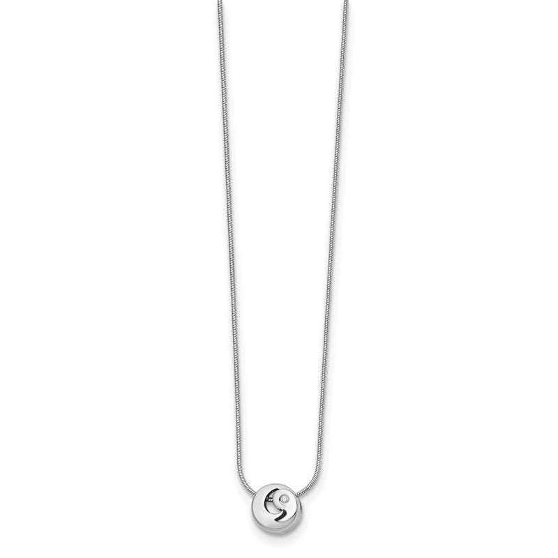 Sterling Silver White Ice Rhodium-Plated 18 Inch Diamond Necklace With 2 Extender
