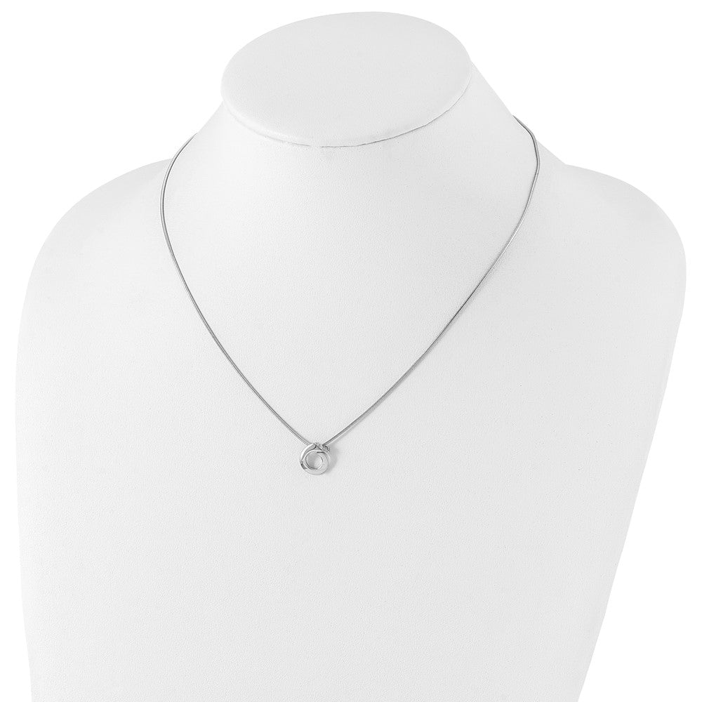 Sterling Silver White Ice Rhodium-Plated 18 Inch Open Circle Diamond Necklace With 2 Extender