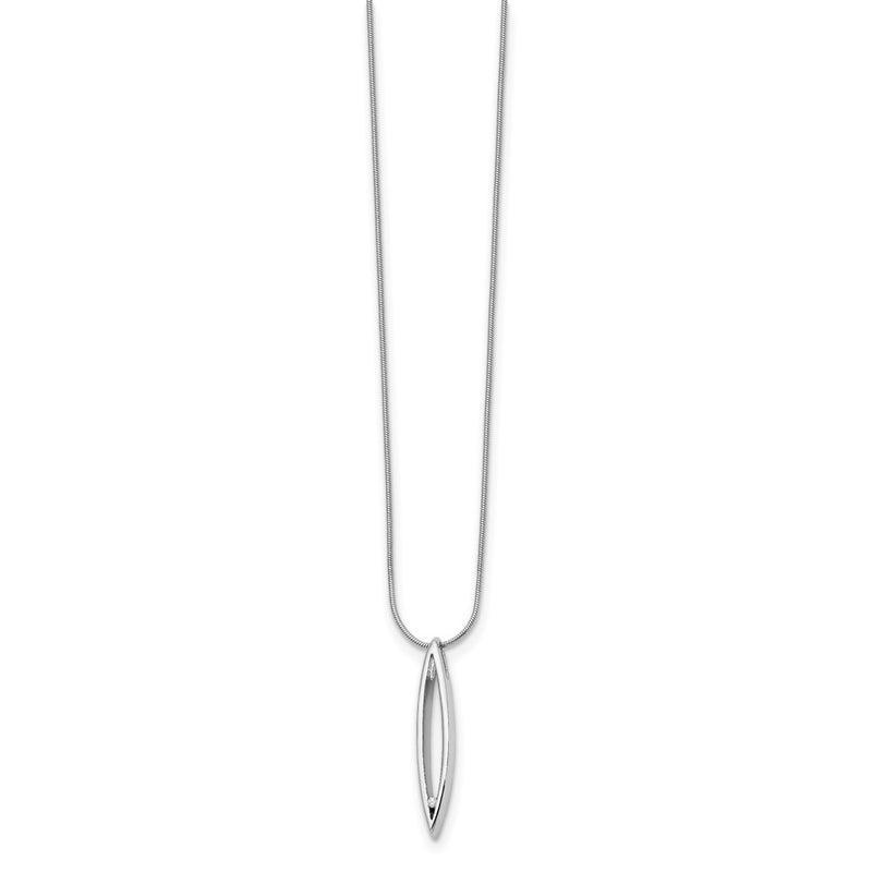 Sterling Silver White Ice Rhodium-Plated 18 Inch Diamond Necklace With 2 Extender