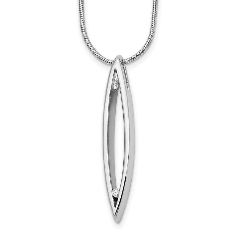 Sterling Silver White Ice Rhodium-Plated 18 Inch Diamond Necklace With 2 Extender