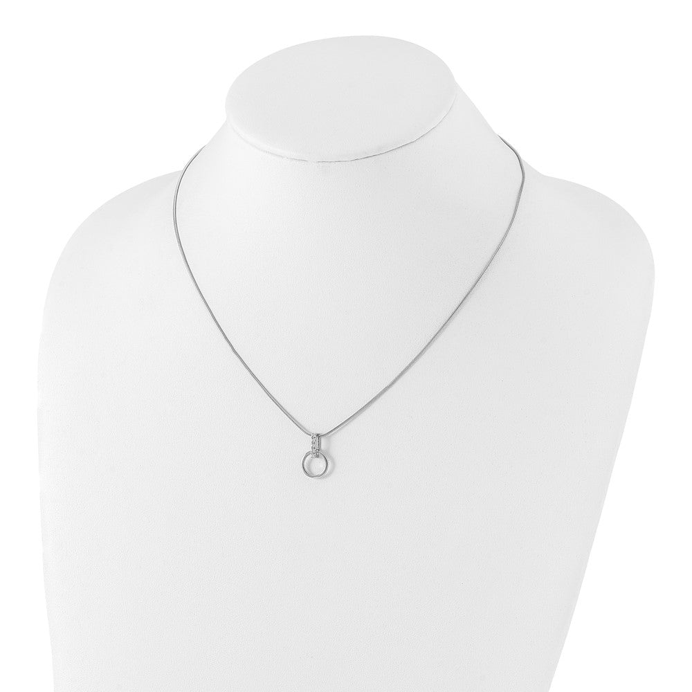 Sterling Silver White Ice Rhodium-Plated 18 Inch Open Circle Diamond Necklace With 2 Extender