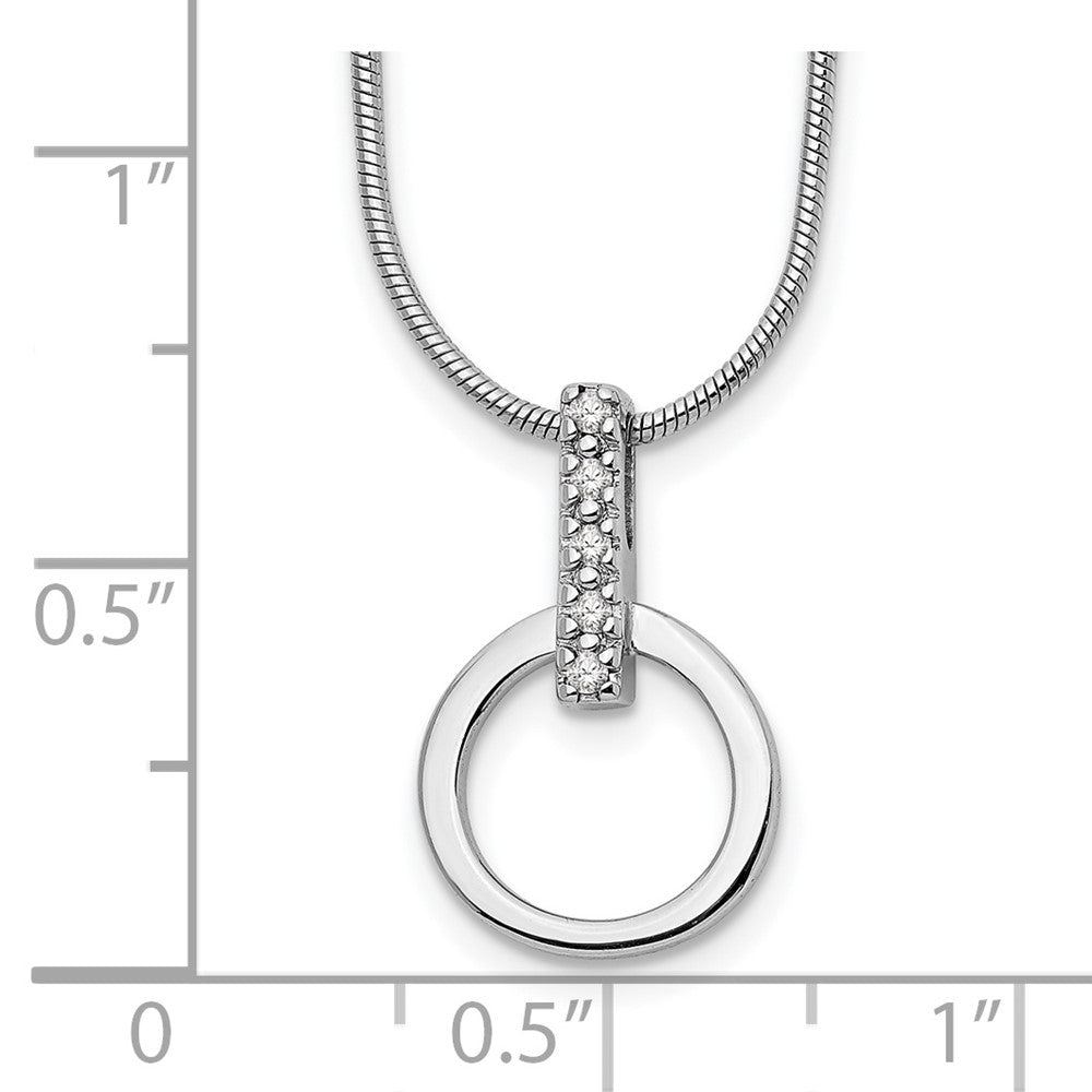 Sterling Silver White Ice Rhodium-Plated 18 Inch Open Circle Diamond Necklace With 2 Extender