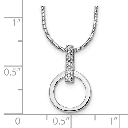 Sterling Silver White Ice Rhodium-Plated 18 Inch Open Circle Diamond Necklace With 2 Extender
