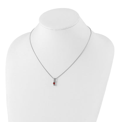 Sterling Silver Rhodium Plated White Ice .02ct. Dia. & Garnet w/2IN Ext Necklace