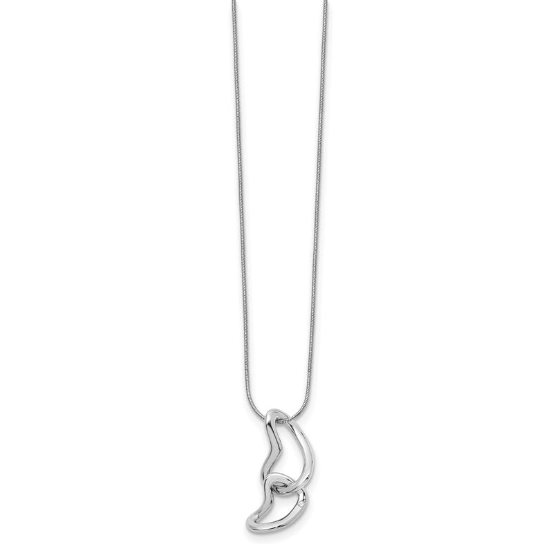 Sterling Silver White Ice Rhodium-Plated 18 Inch Diamond Hearts Necklace With 2 Extender