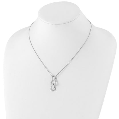 Sterling Silver White Ice Rhodium-Plated 18 Inch Diamond Hearts Necklace With 2 Extender