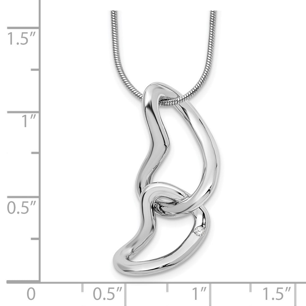 Sterling Silver White Ice Rhodium-Plated 18 Inch Diamond Hearts Necklace With 2 Extender