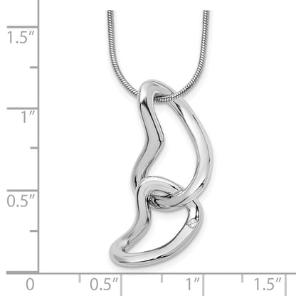 Sterling Silver White Ice Rhodium-Plated 18 Inch Diamond Hearts Necklace With 2 Extender
