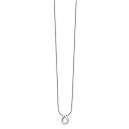 Sterling Silver White Ice Rhodium-Plated 18 Inch Diamond Teardrop Necklace With 2 Extender