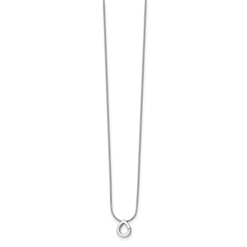 Sterling Silver White Ice Rhodium-Plated 18 Inch Diamond Teardrop Necklace With 2 Extender