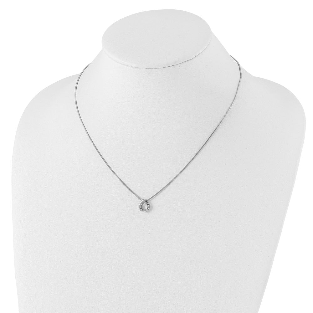 Sterling Silver White Ice Rhodium-Plated 18 Inch Diamond Teardrop Necklace With 2 Extender