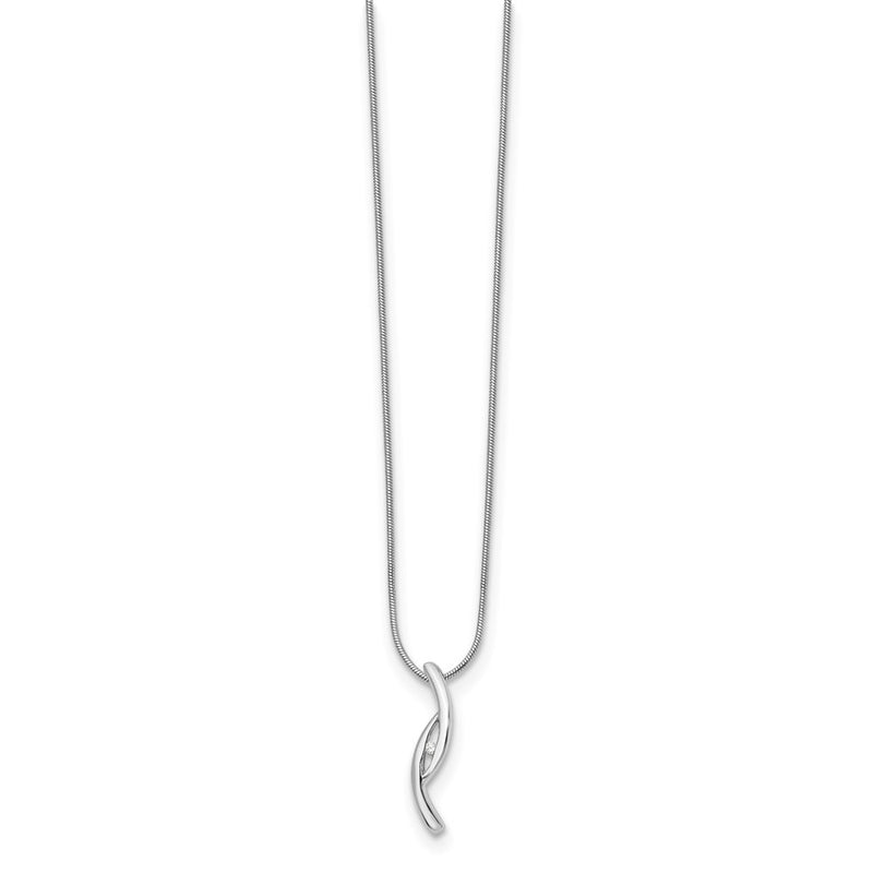 Sterling Silver White Ice Rhodium-Plated 18 Inch Diamond Necklace With 2 Extender