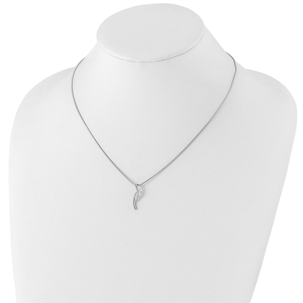 Sterling Silver White Ice Rhodium-Plated 18 Inch Diamond Necklace With 2 Extender