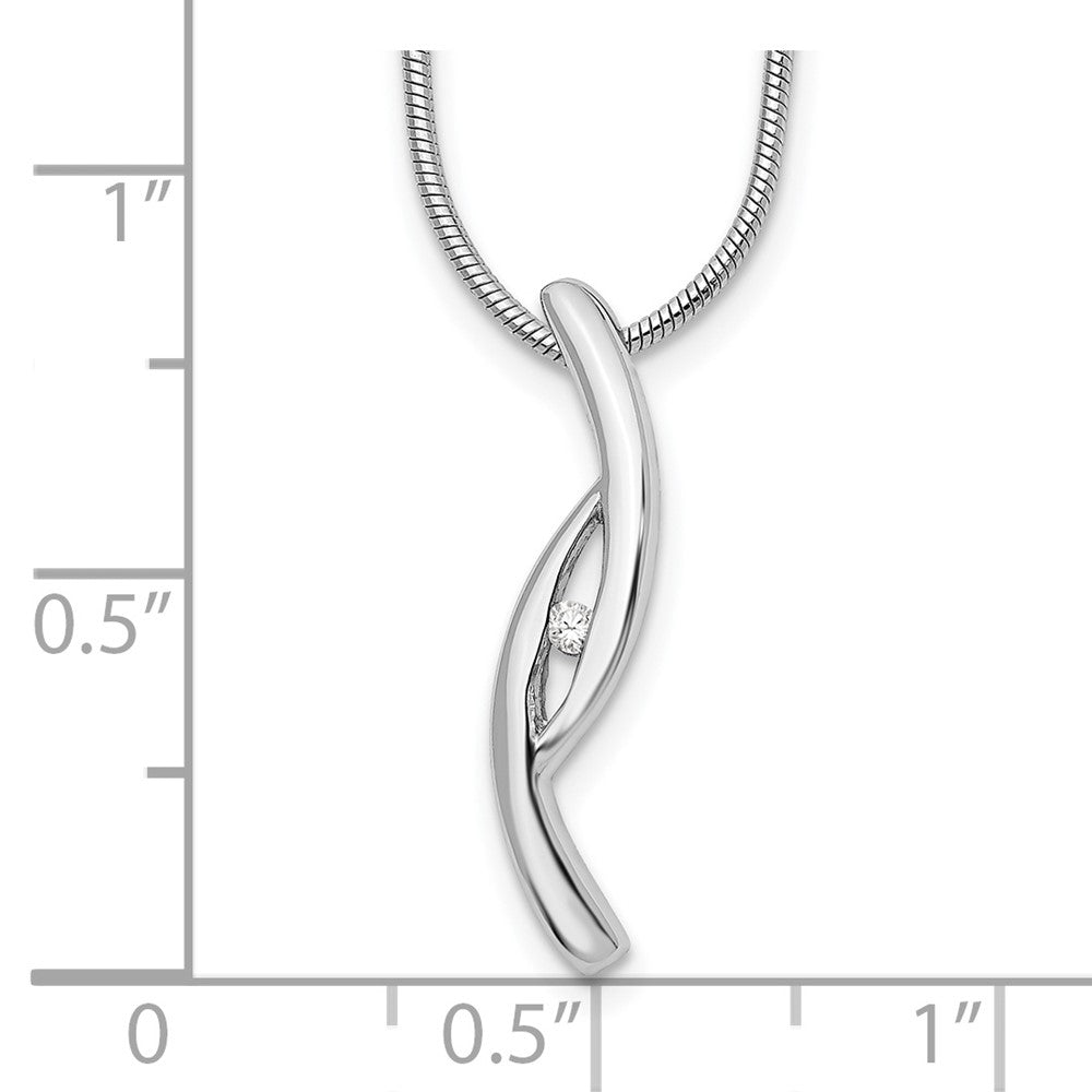 Sterling Silver White Ice Rhodium-Plated 18 Inch Diamond Necklace With 2 Extender