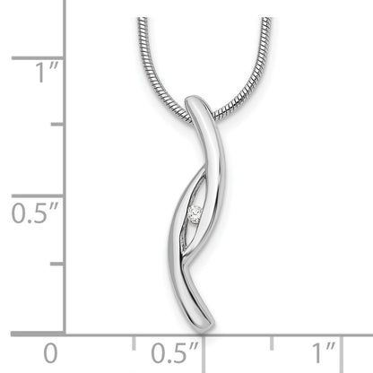 Sterling Silver White Ice Rhodium-Plated 18 Inch Diamond Necklace With 2 Extender