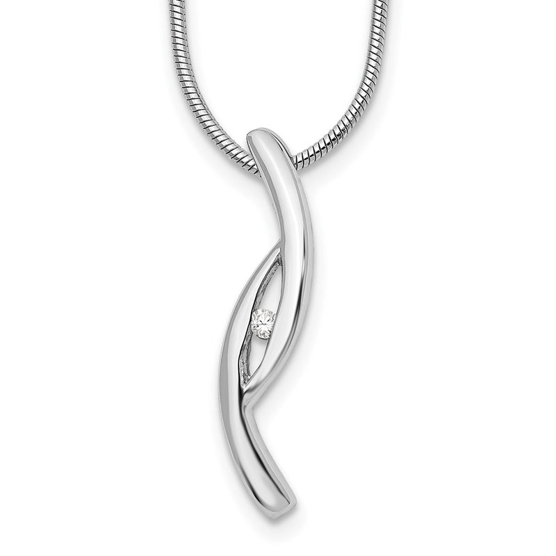 Sterling Silver White Ice Rhodium-Plated 18 Inch Diamond Necklace With 2 Extender