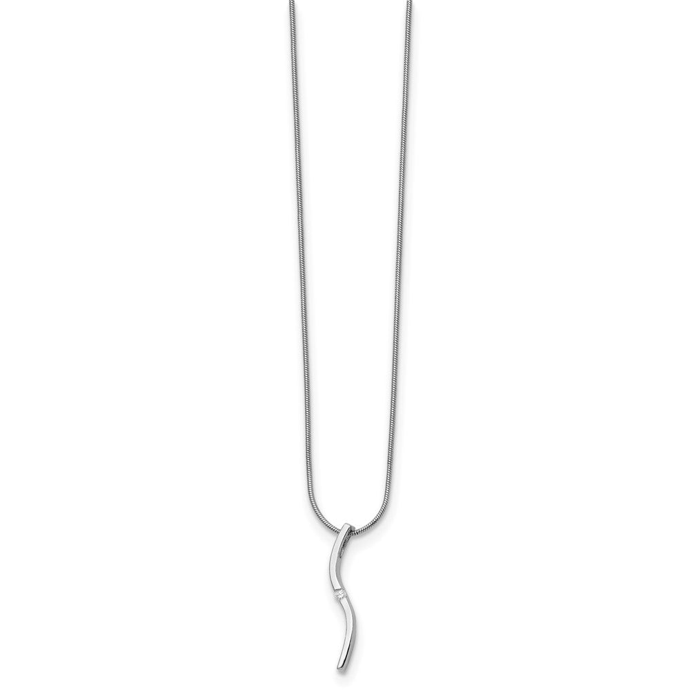 Sterling Silver White Ice Rhodium-Plated 18 Inch Diamond Necklace With 2 Extender