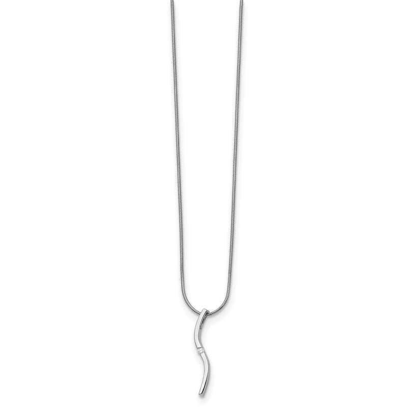 Sterling Silver White Ice Rhodium-Plated 18 Inch Diamond Necklace With 2 Extender