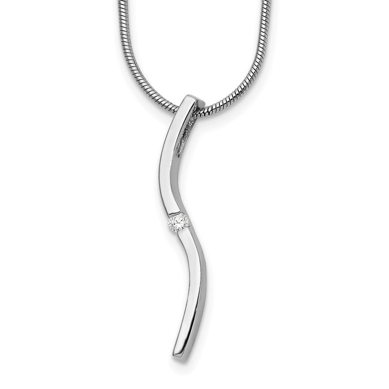 Sterling Silver White Ice Rhodium-Plated 18 Inch Diamond Necklace With 2 Extender