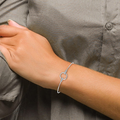 Sterling Silver White Ice Rhodium-Plated Diamond Bangle