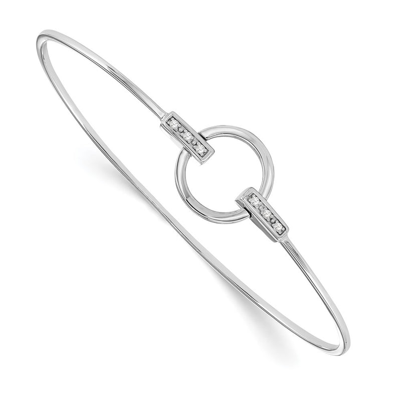 Sterling Silver White Ice Rhodium-Plated Diamond Bangle