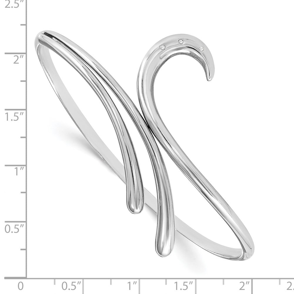 7 Inch White Ice Sterling Silver Rhodium-Plated Diamond Swirl Bangle Bracelet
