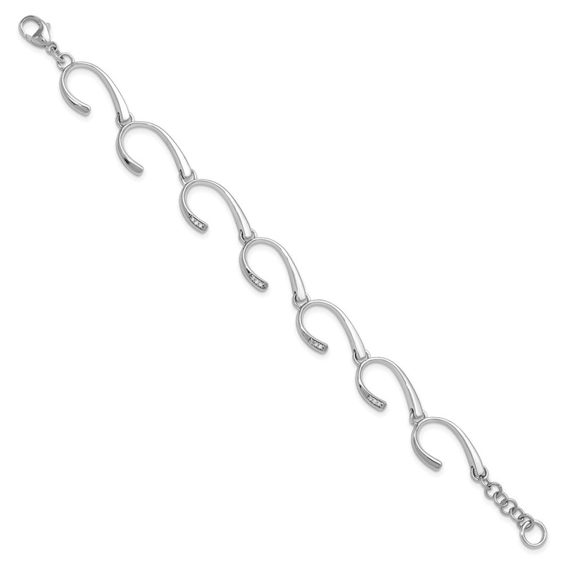 Sterling Silver White Ice Rhodium-Plated 7 Inch Diamond Bracelet With 1 Extender