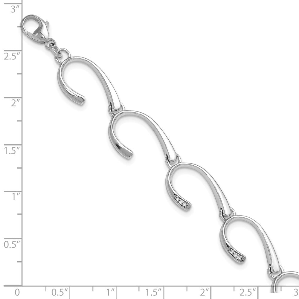 Sterling Silver White Ice Rhodium-Plated 7 Inch Diamond Bracelet With 1 Extender
