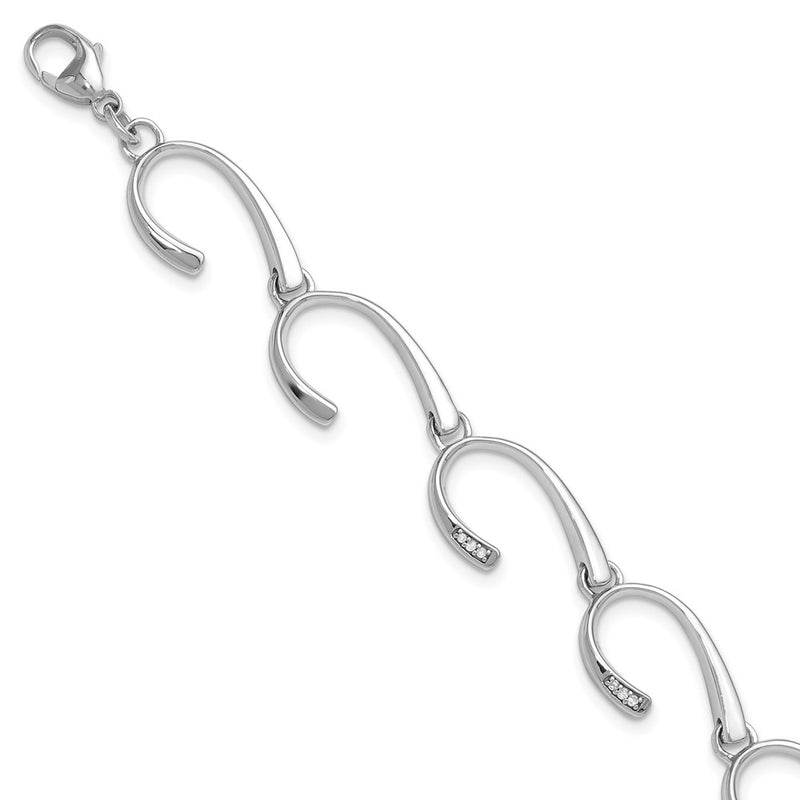 Sterling Silver White Ice Rhodium-Plated 7 Inch Diamond Bracelet With 1 Extender