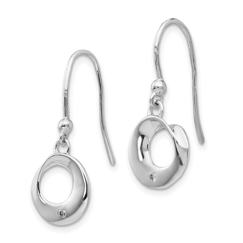 White Ice Sterling Silver Rhodium-plated Diamond Shepherd Hook Dangle Earrings