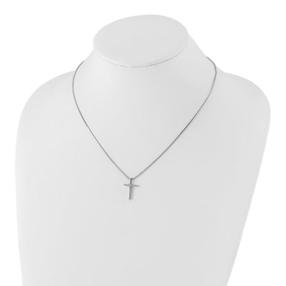 Sterling Silver White Ice Rhodium-Plated 18 Inch Diamond Cross Necklace With 2 Extender
