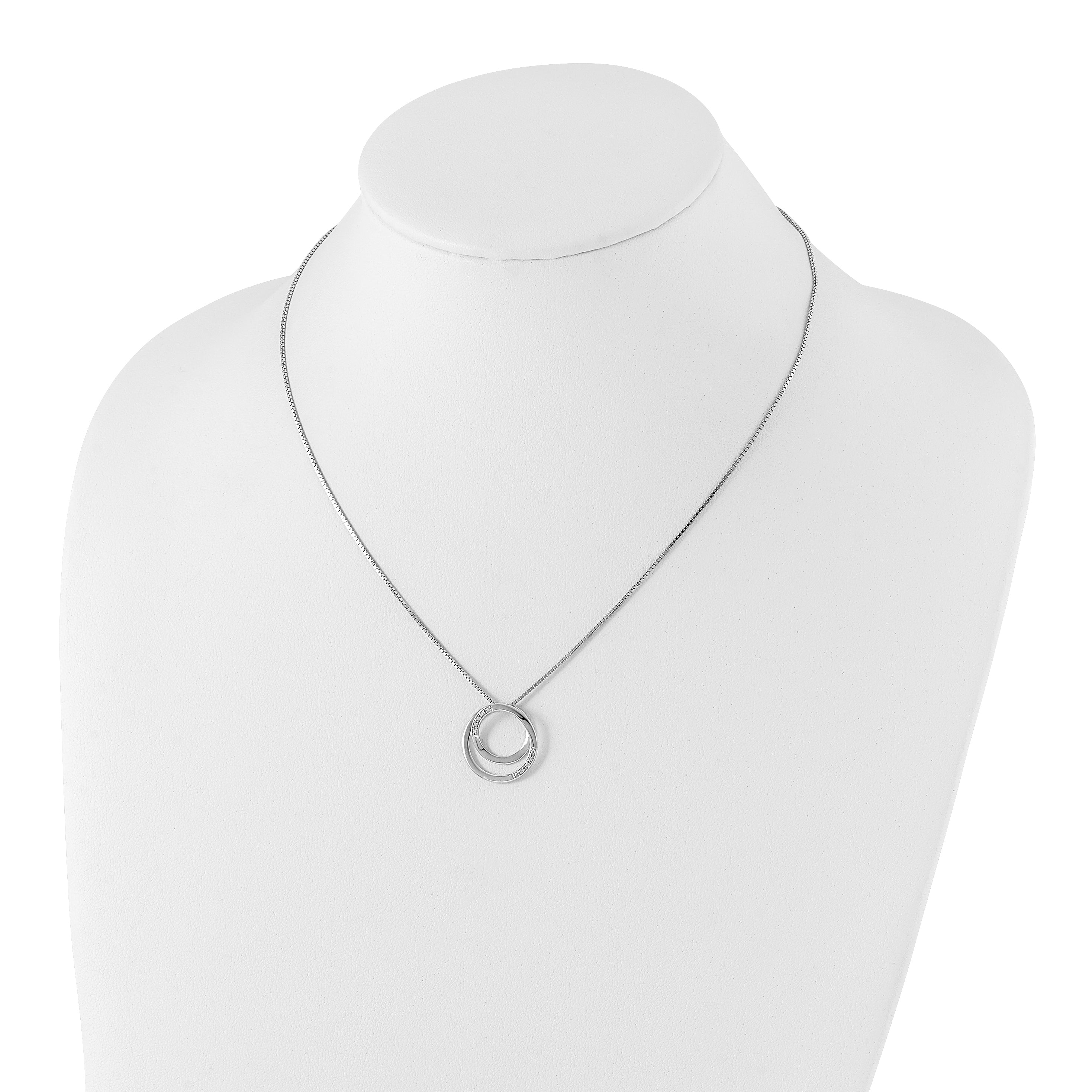 Sterling Silver White Ice Rhodium-Plated 18 Inch Diamond Necklace With 2 Extender