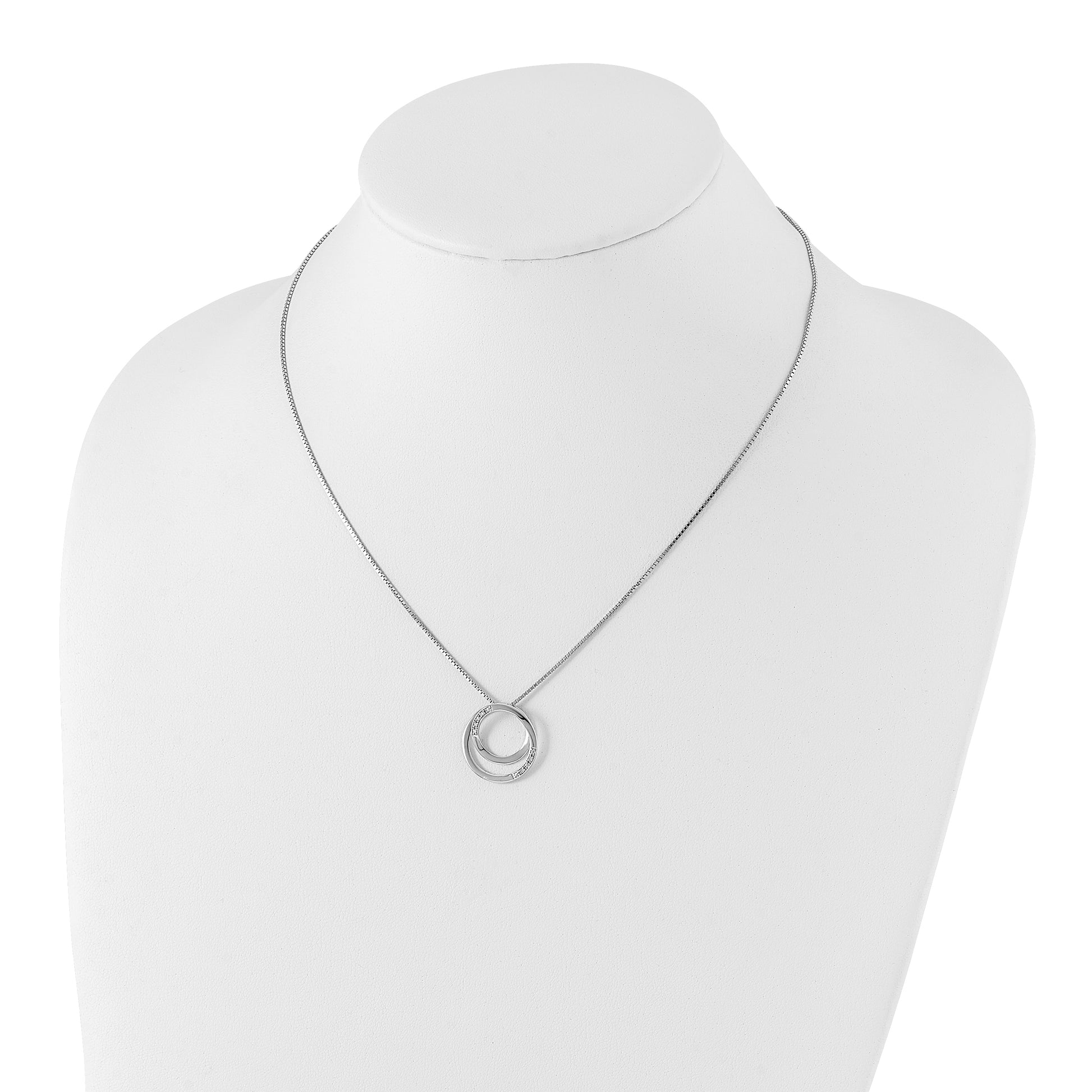 Sterling Silver White Ice Rhodium-Plated 18 Inch Diamond Necklace With 2 Extender
