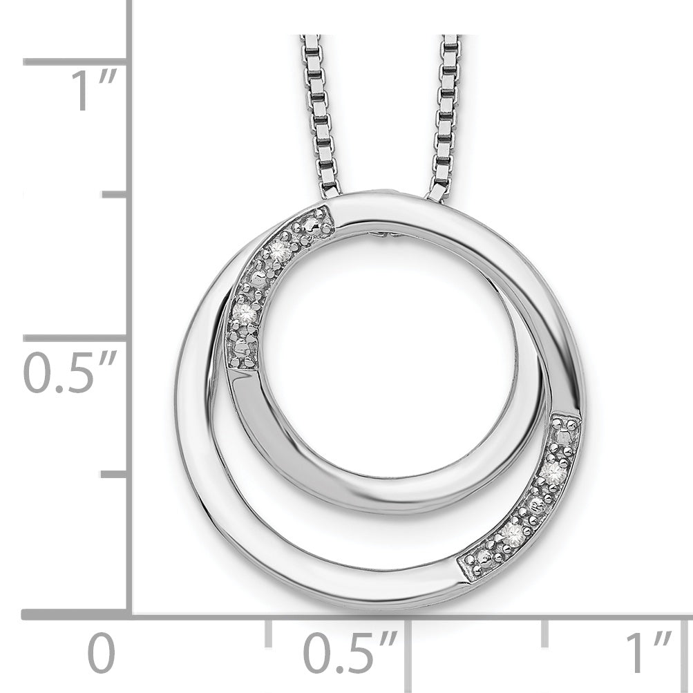 Sterling Silver White Ice Rhodium-Plated 18 Inch Diamond Necklace With 2 Extender