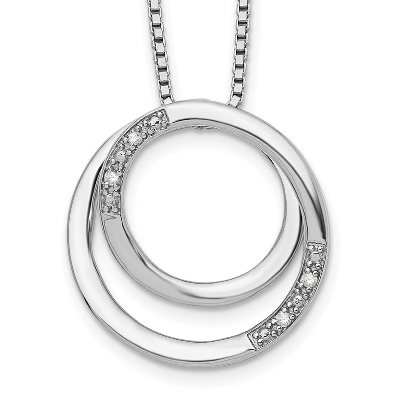 Sterling Silver White Ice Rhodium-Plated 18 Inch Diamond Necklace With 2 Extender