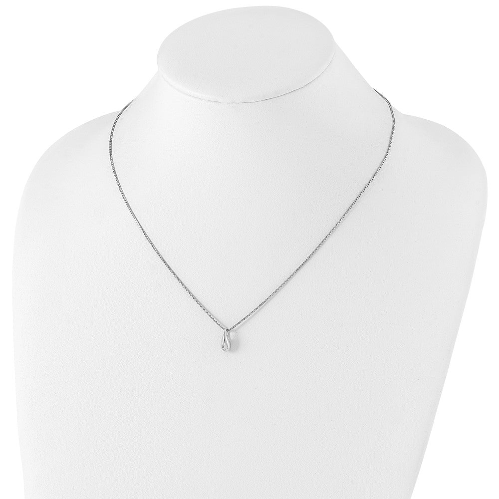 Sterling Silver White Ice Rhodium-Plated 18 Inch Diamond Teardrop Necklace With 2 Extender