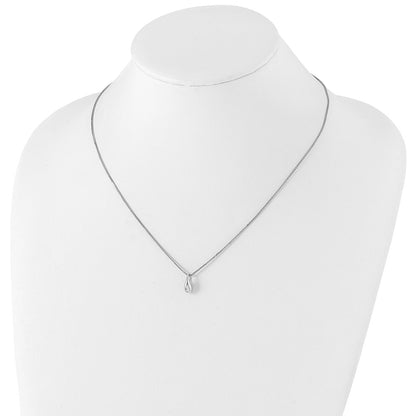 Sterling Silver White Ice Rhodium-Plated 18 Inch Diamond Teardrop Necklace With 2 Extender