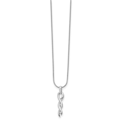 Sterling Silver White Ice Rhodium-Plated Diamond 18 Inch Twist Necklace With 2 Extender