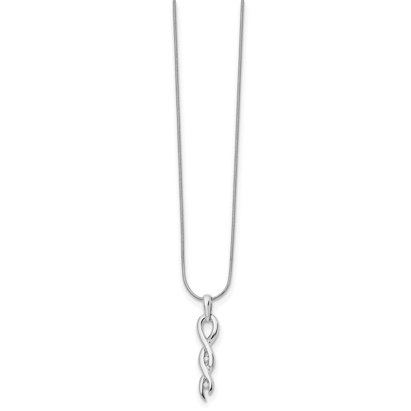 Sterling Silver White Ice Rhodium-Plated Diamond 18 Inch Twist Necklace With 2 Extender