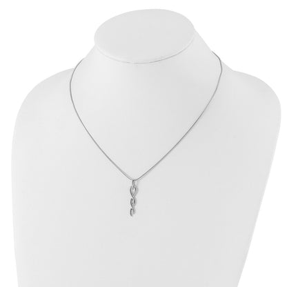 Sterling Silver White Ice Rhodium-Plated Diamond 18 Inch Twist Necklace With 2 Extender