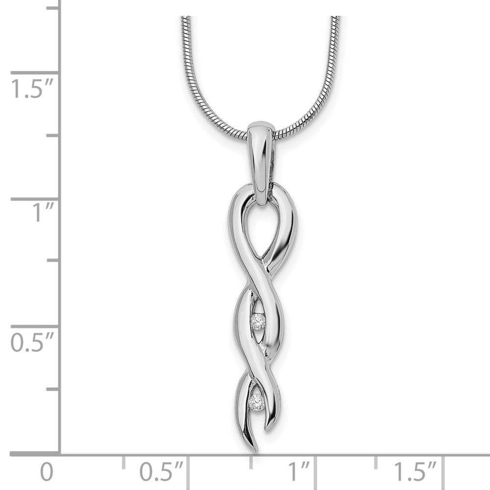 Sterling Silver White Ice Rhodium-Plated Diamond 18 Inch Twist Necklace With 2 Extender
