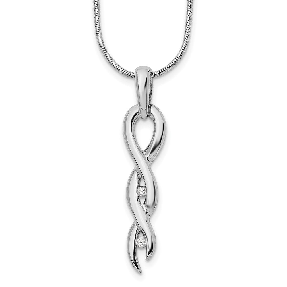 Sterling Silver White Ice Rhodium-Plated Diamond 18 Inch Twist Necklace With 2 Extender