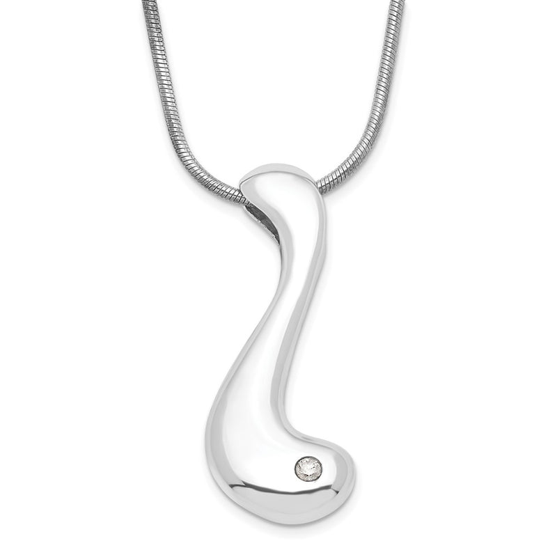 Sterling Silver White Ice Polished .02Ct. Diamond W/ 2In Ext Necklace