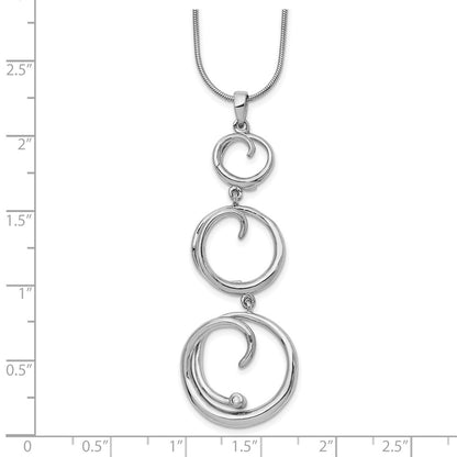 Sterling Silver White Ice Rhodium-Plated 18 Inch Diamond Swirl Necklace With 2 Extender