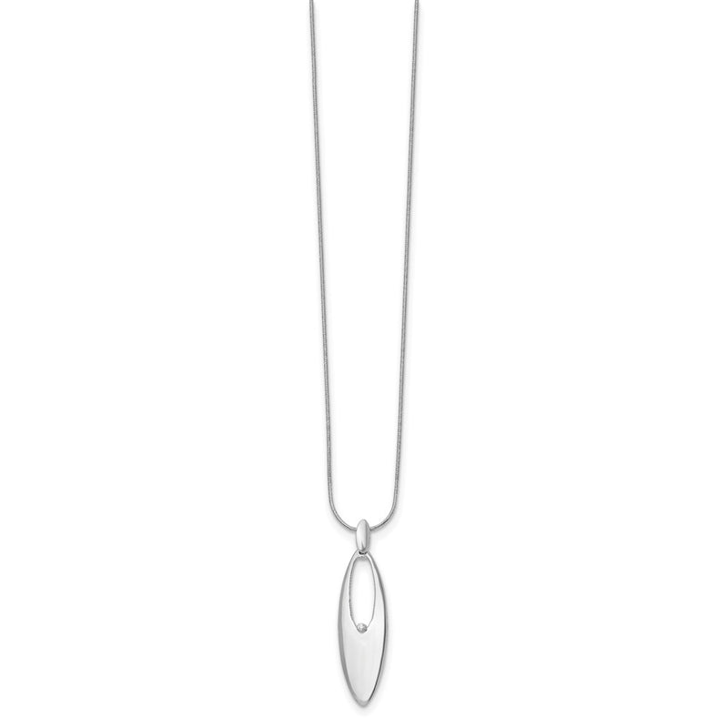 Sterling Silver White Ice Rhodium-Plated 18 Inch Diamond Necklace With 2 Extender