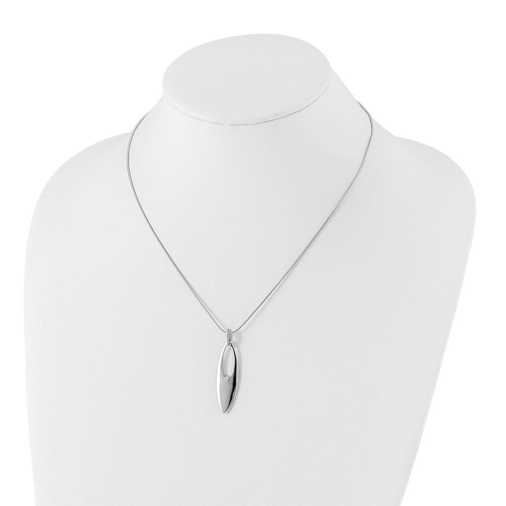 Sterling Silver White Ice Rhodium-Plated 18 Inch Diamond Necklace With 2 Extender