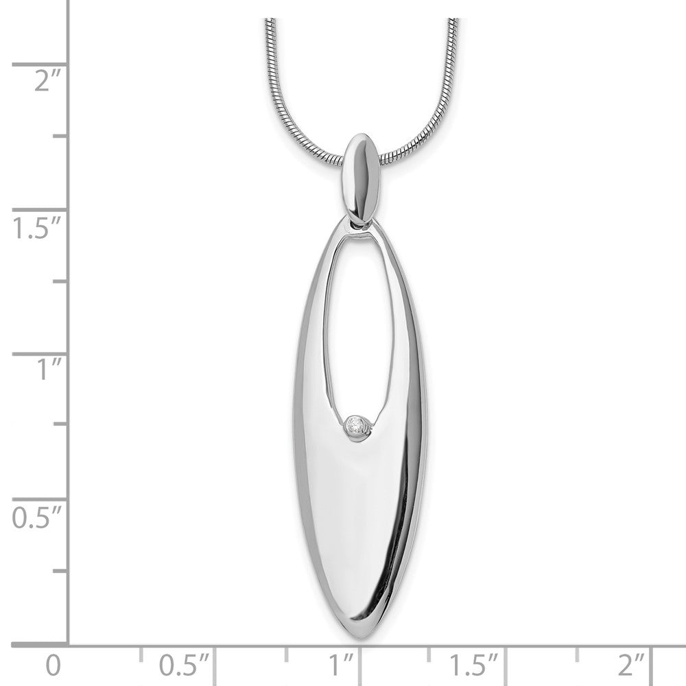 Sterling Silver White Ice Rhodium-Plated 18 Inch Diamond Necklace With 2 Extender