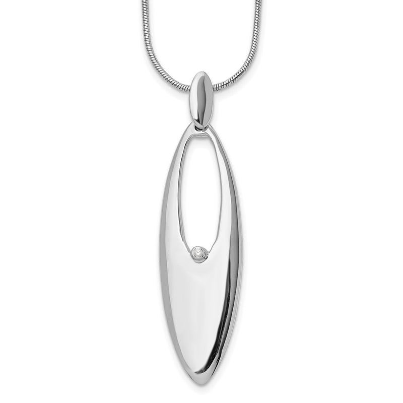 Sterling Silver White Ice Rhodium-Plated 18 Inch Diamond Necklace With 2 Extender