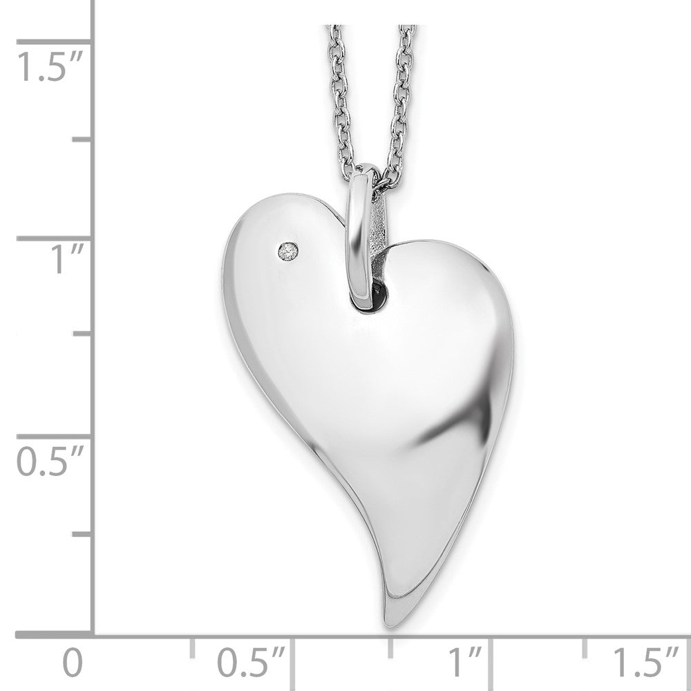 Sterling Silver White Ice Rhodium-Plated 18 Inch Diamond Heart Necklace With 2 Extender