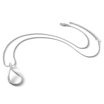 Sterling Silver White Ice Rhodium-Plated 18 Inch Diamond Open Teardrop Necklace With 2 Extender